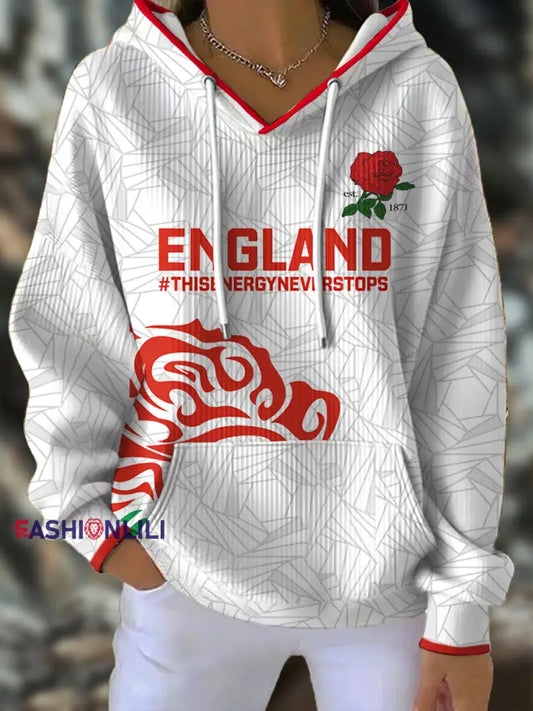 Women’s England Rugby Roses Lover Printed Hoodie White / S