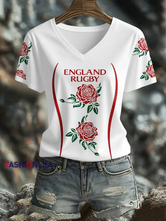 Women’s England Rugby Roses Lover Printed T-shirt White / S