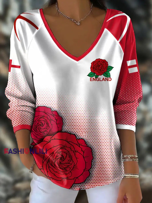 Women’s England Rugby Roses Printed Tops White / S