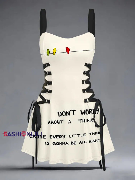 Women’s Every Little Thing Is Gonna Be All Right Print Slip Dress As picture / S