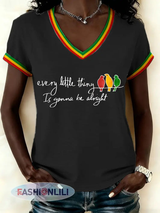 Women’s ’Every Little Thing Is Gonna Be Alright’ T-Shirt Black / S