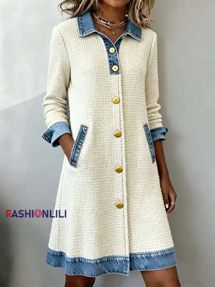 Women’s Fashion Patchwork Design Cardigan Dress As picture / S