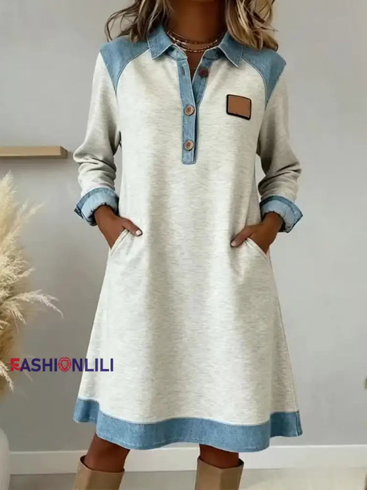 Women’s Fashion Patchwork Design Dress As picture / S