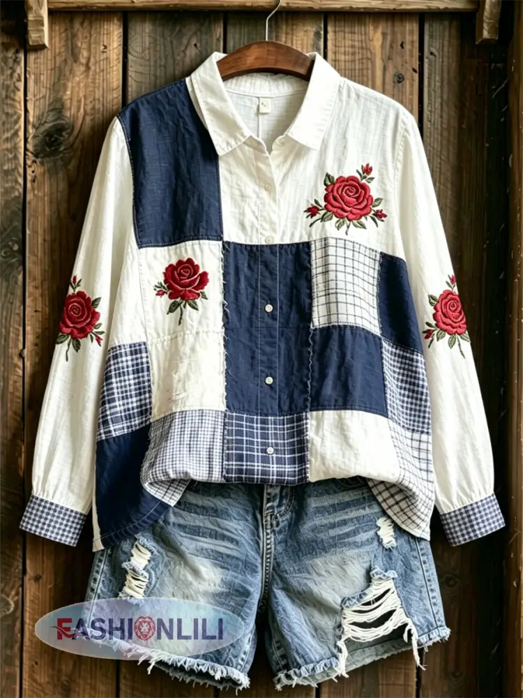 Women’s Floral Print shirts - Blue / S