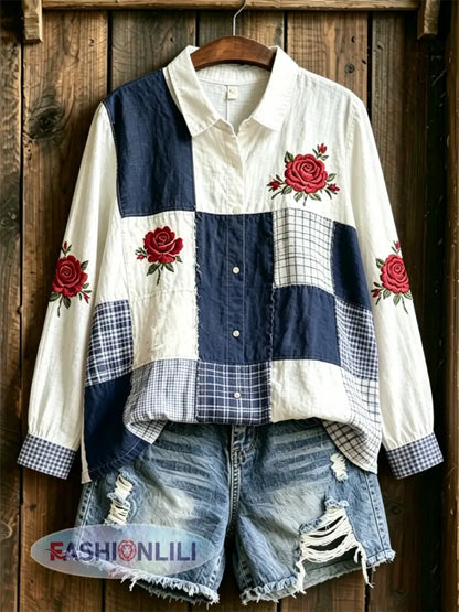 Women’s Floral Print shirts - Blue / S