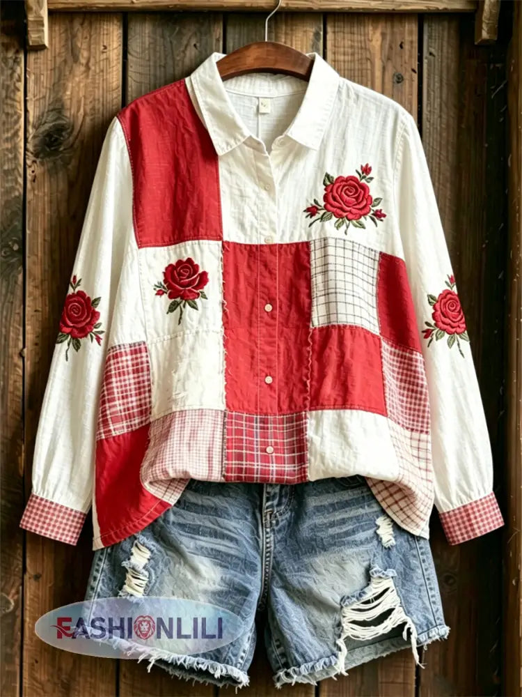 Women’s Floral Print shirts - Red / S