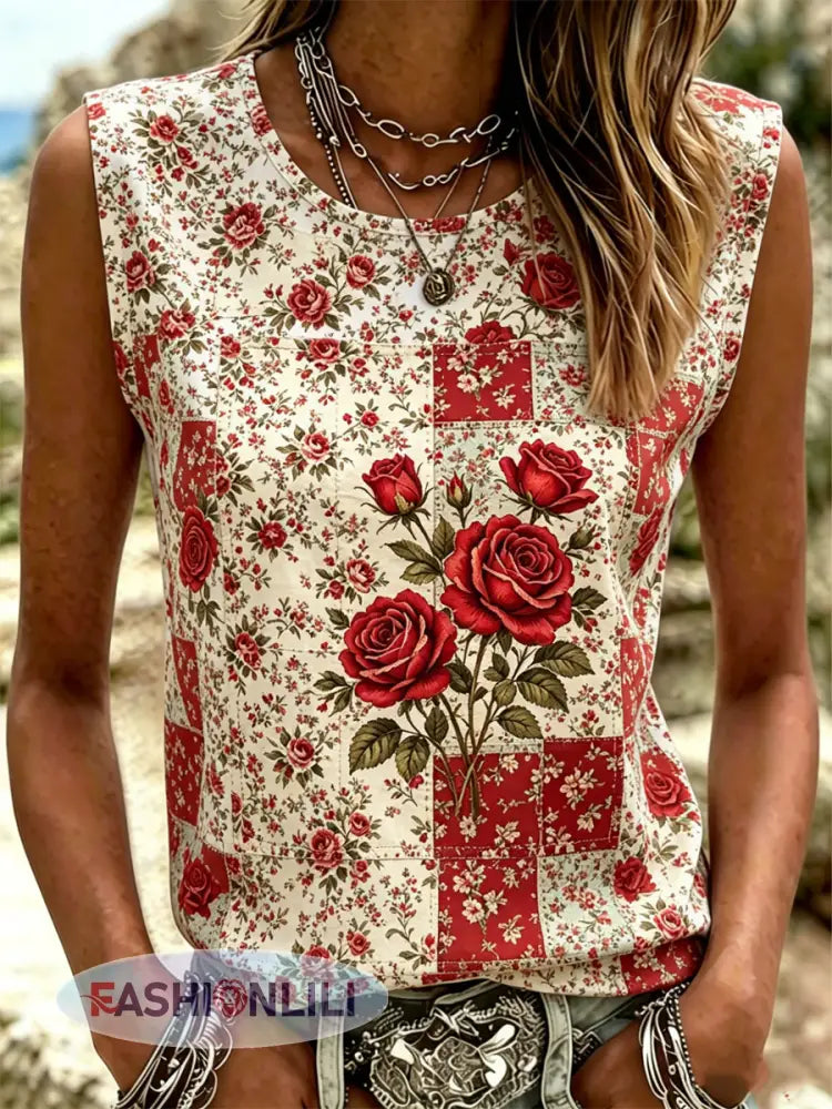 Women’s Floral Print Vests - B / S