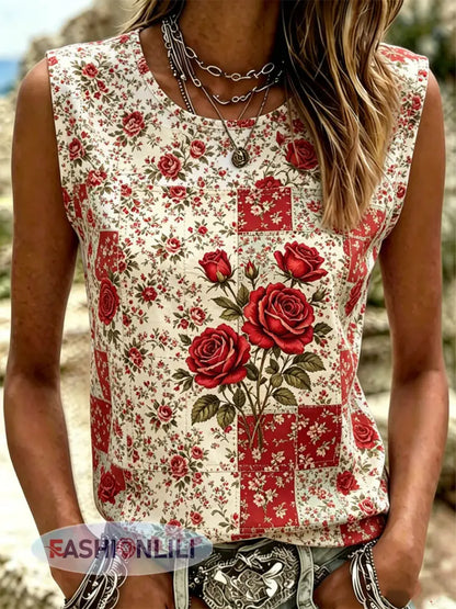 Women’s Floral Print Vests - B / S