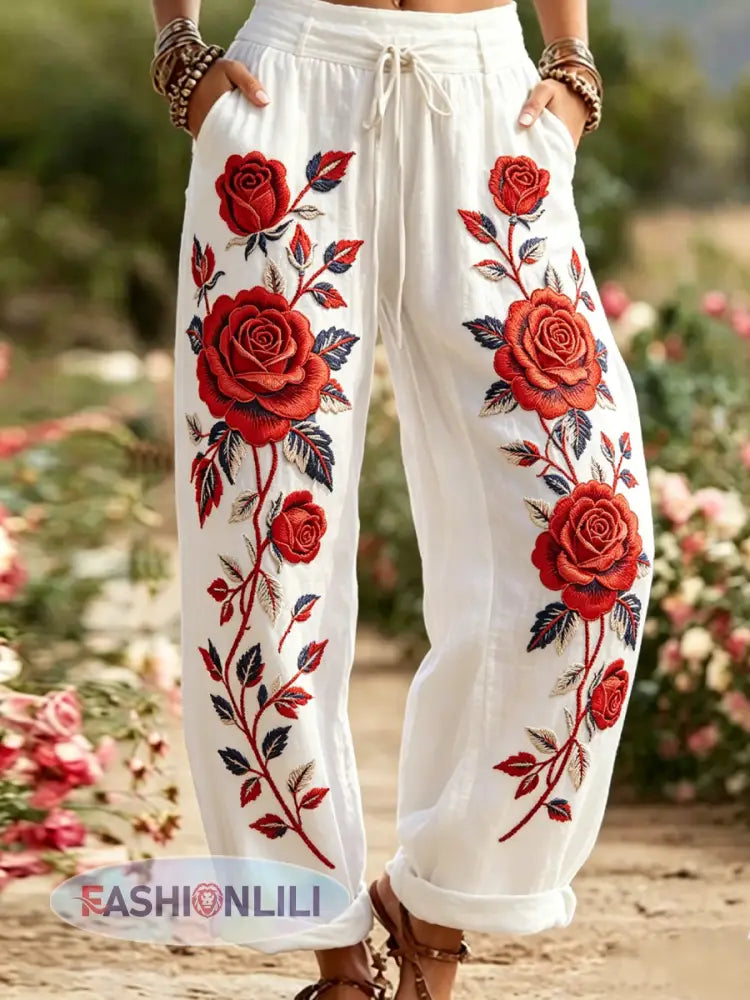 Women’s Floral Printed Comfortable High Stretch Flared Pants - B / S