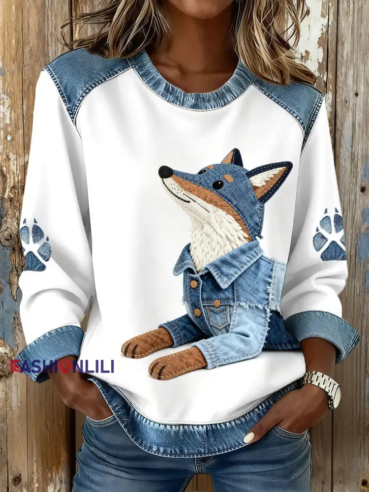 Women’s Fox Print Sweatshirts