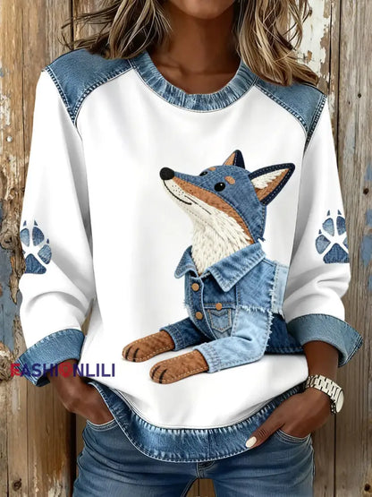 Women’s Fox Print Sweatshirts