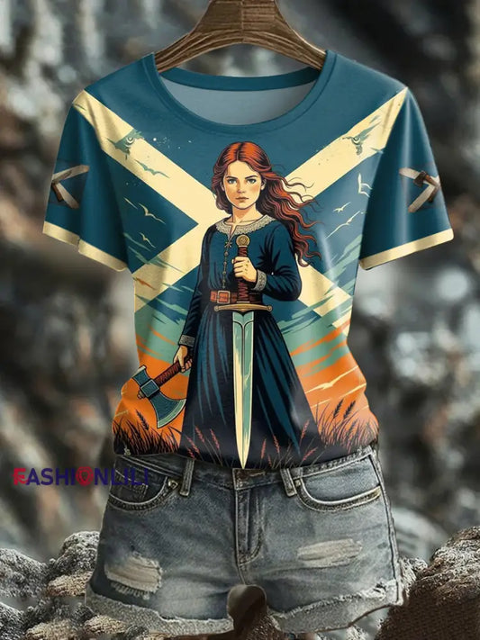 Women’s Girl’s Power Scotland Printed T shirt As picture / S
