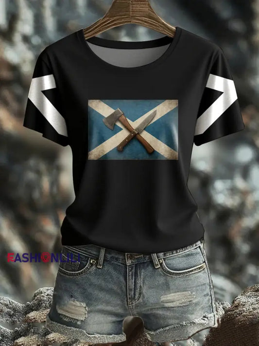 Women’s Girl’s Power Scotland Printed T shirt Black / S
