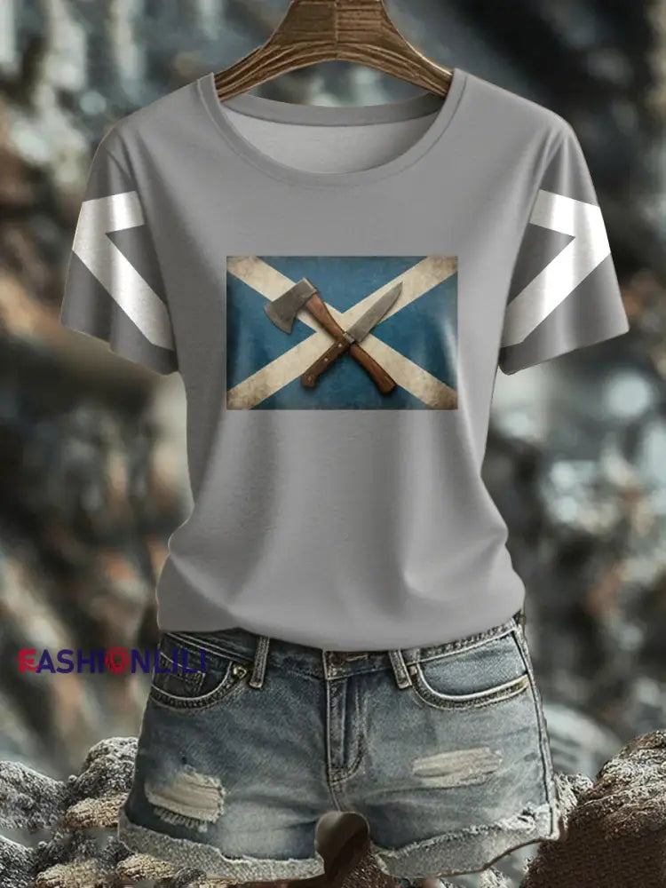 Women’s Girl’s Power Scotland Printed T shirt Light Gray / S