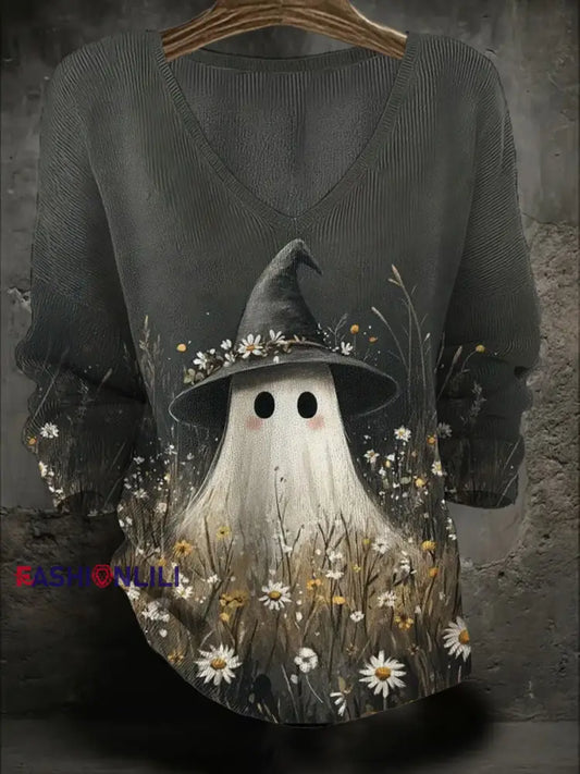 Women’s Halloween Art Printed Casual Tops As picture / S
