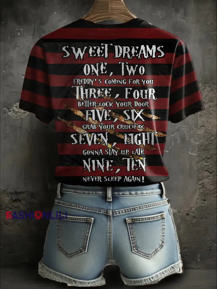 Women’s Halloween Horror Nightmare Printed T-shirt