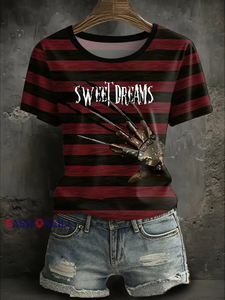 Women’s Halloween Horror Nightmare Printed T-shirt