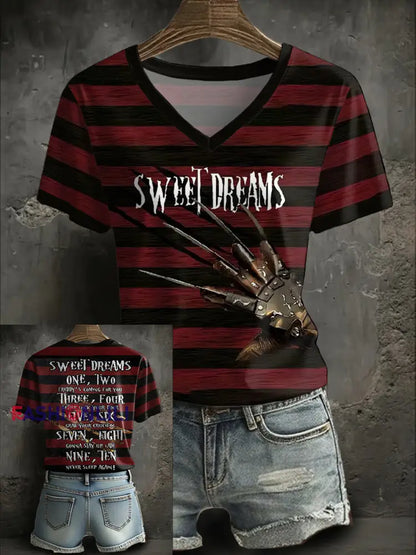 Women’s Halloween Horror Sweet Dreams Printed T-shirt As picture / S