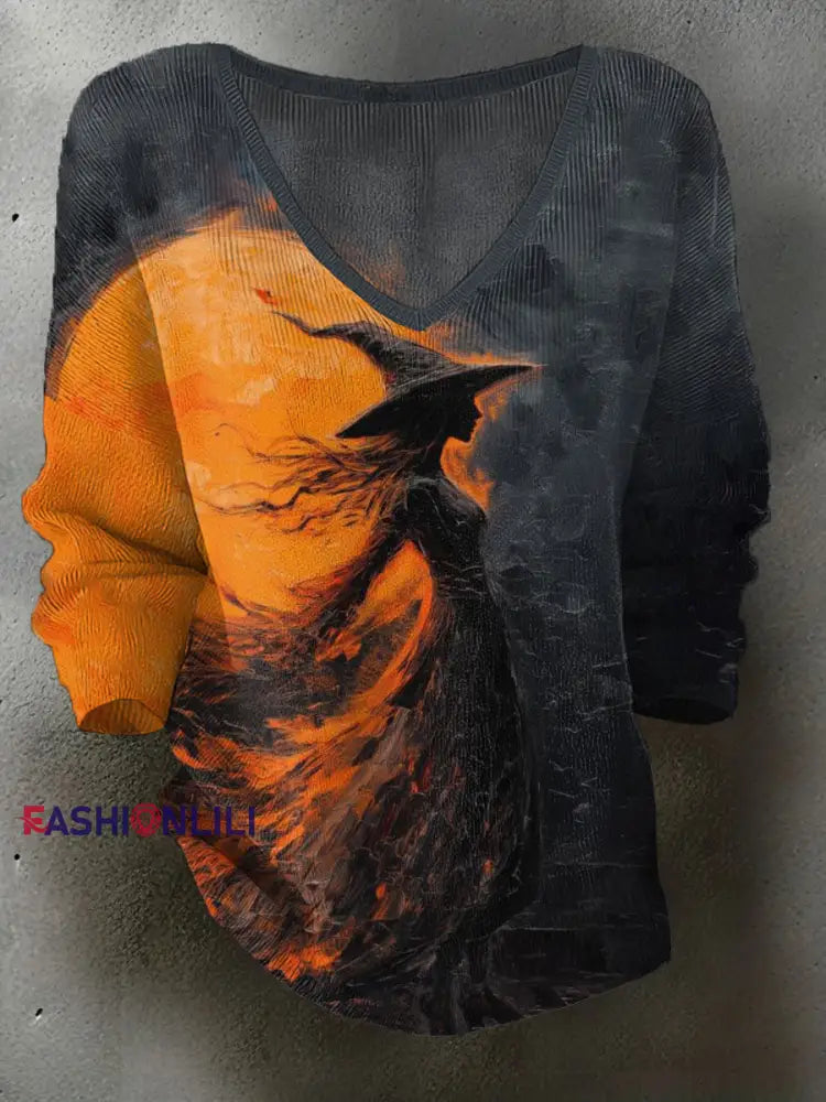 Women’s Halloween Printed Sleeve Shirt As picture / S