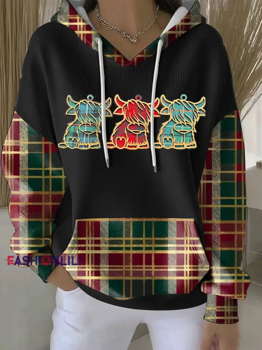 Women‘s Highland Cow Hoodie Black / S
