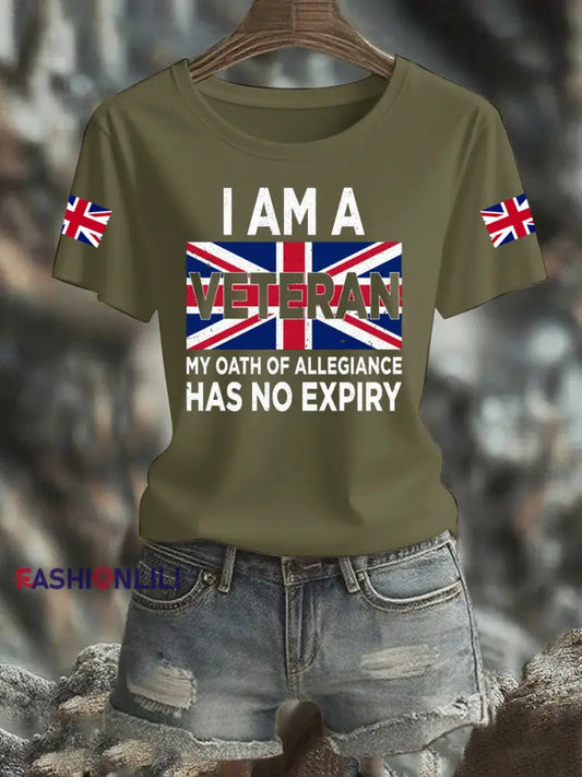Women’s I AM A VETERAN MY OATH OF ALLEGIANCE HAS NO EXPIRY T shirt Army Green / S
