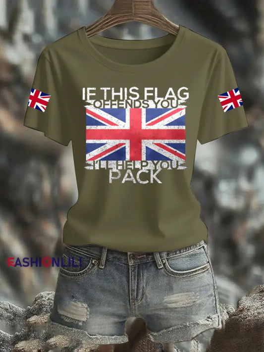 Women’s IF THIS FLAG OFFENDS YOU HELP YOU PACK T shirt Army Green / S