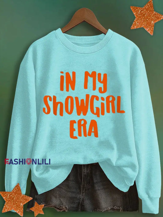 Women’s In My Showgirl Era Print Sweatshirt Blue-Green / S