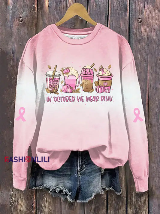 Women’s In October We Wear Pink Printed Casual Sweatshirt Pink / S