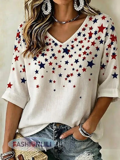 Women’s Independence Day Print Top - Apricot / S