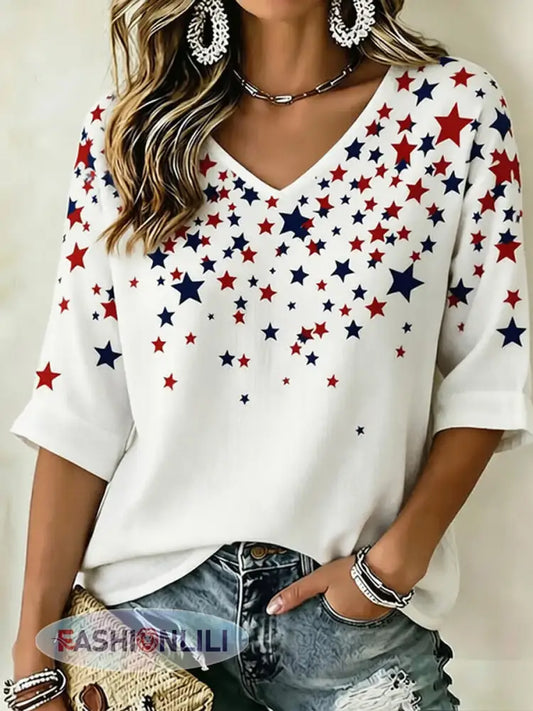 Women’s Independence Day Print Top - White / S