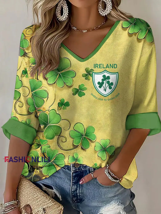 Women’s Ireland Rugby Lover Printed Waffle T-shirt As picture / S