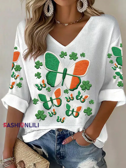 Women’s Ireland Rugby Lover Printed Waffle Tops White / S