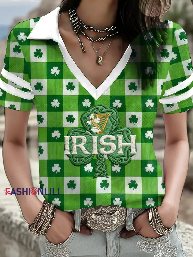 Women’s Ireland Rugby Lover Shamrocks Printed T-shirt Green / S