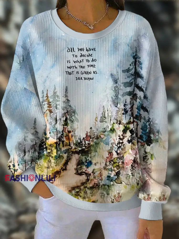 Women’s JRR Rings Books Lover Printed Sweatshirt As picture / S