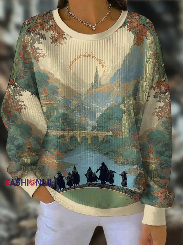 Women’s JRR Rings Books Lover Printed Sweatshirt As picture / S