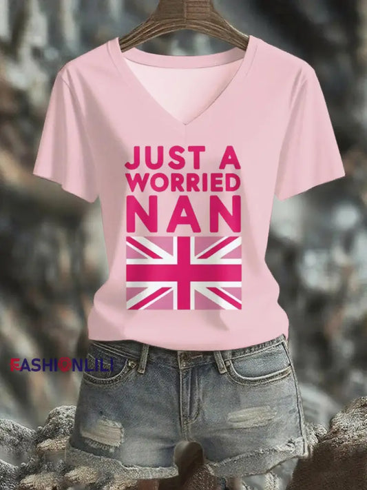 Women’s Just A Worried Nan short sleeved T shirt Pink / S