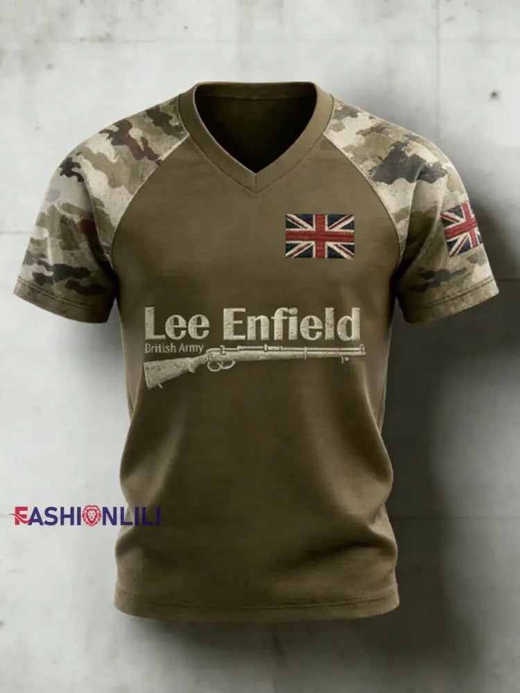 Women’s Lee enfield V-neck off-shoulder short-sleeved T-shirt Khaki / S
