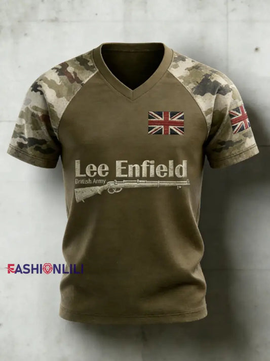 Women’s Lee enfield V-neck off-shoulder short-sleeved T-shirt Khaki / S