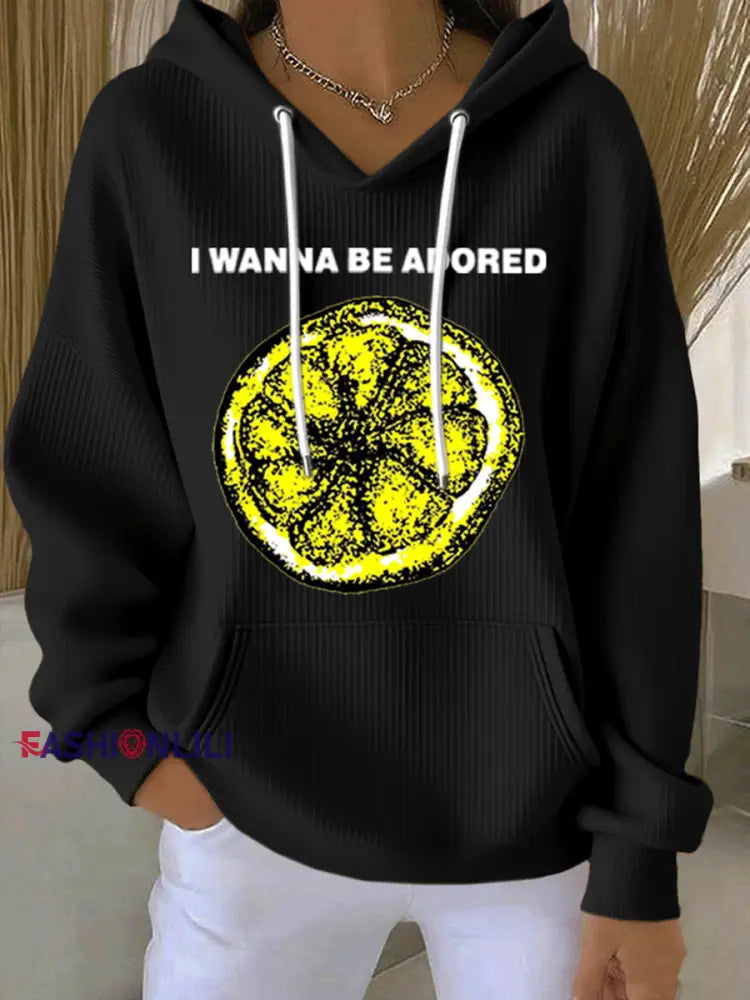 Women’s Lemon Roses Music Lover Hoodie Black / S