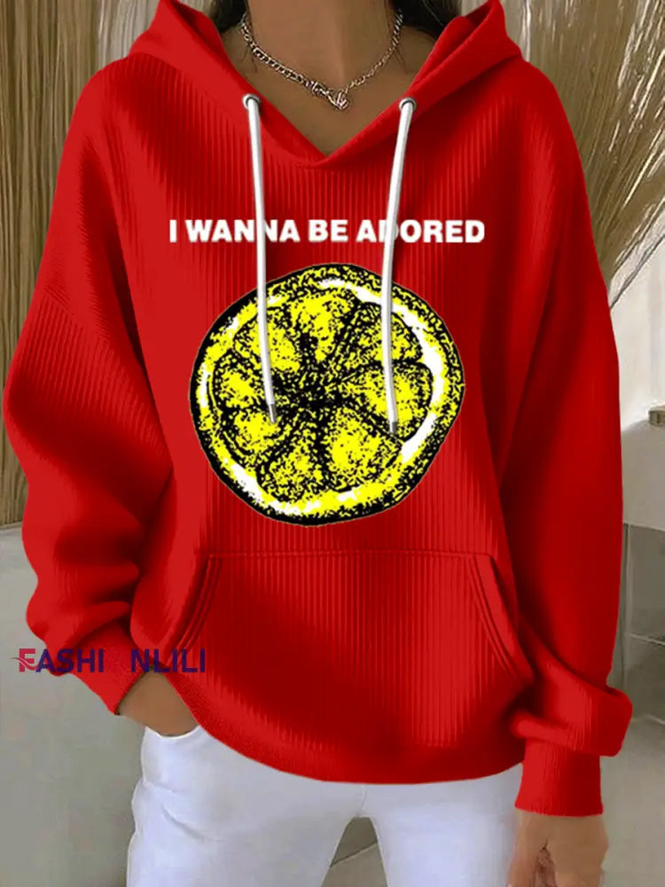 Women’s Lemon Roses Music Lover Hoodie Red / S