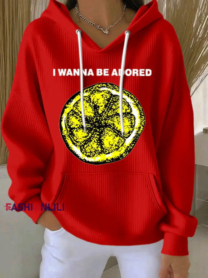 Women’s Lemon Roses Music Lover Hoodie Red / S