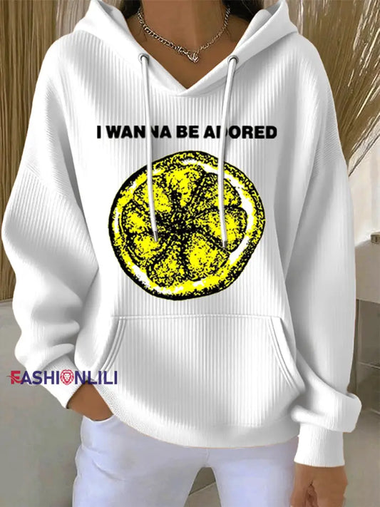 Women’s Lemon Roses Music Lover Hoodie White / S