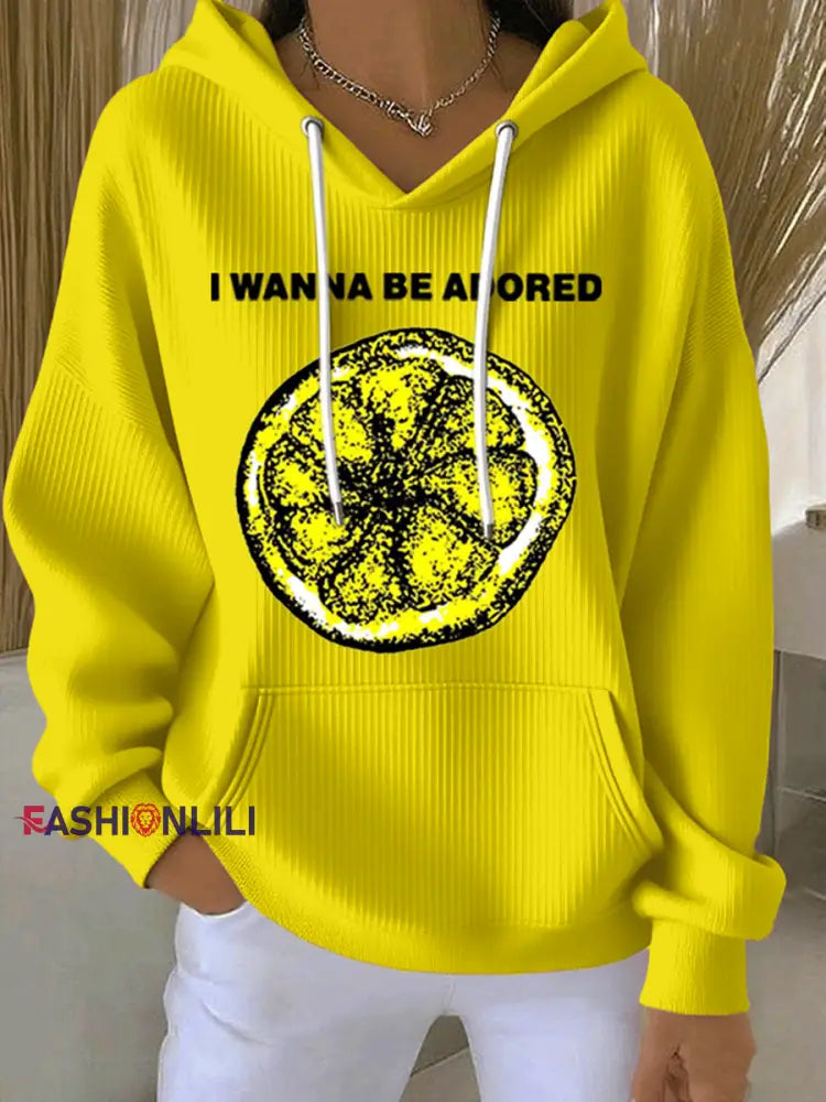 Women’s Lemon Roses Music Lover Hoodie Yellow / S