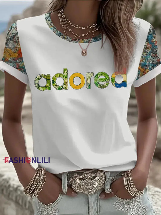 Women’s Lemon Roses Music Lover Printed short-sleeved T-shirt White / S