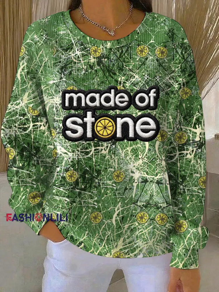 Women’s Lemon Roses Music Lover Ribbed Round-Neck Sweatshirt As picture / S