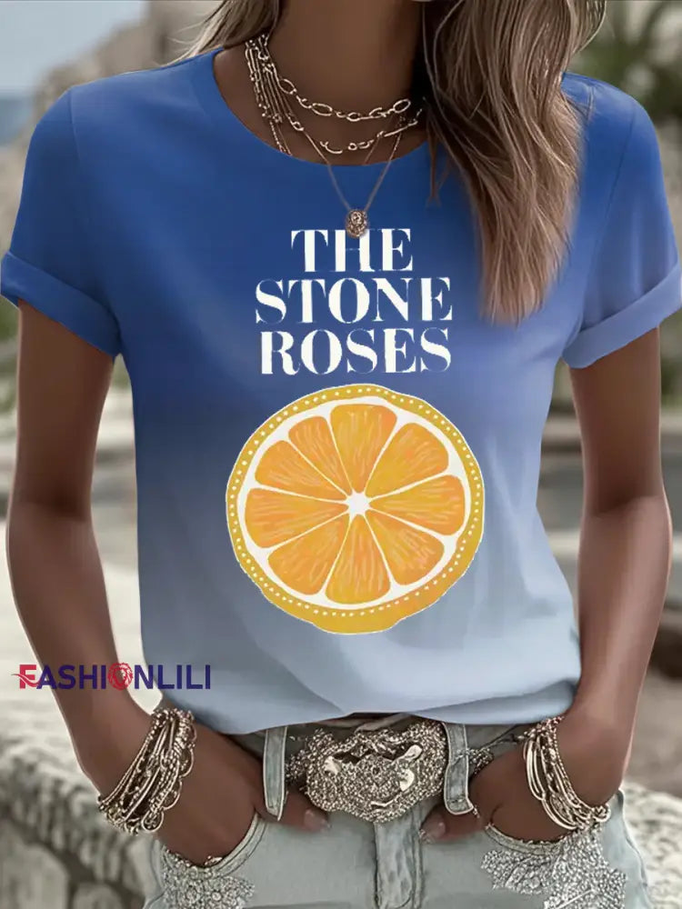 Women’s Lemon Roses Music Lover short-sleeved T-shirt As picture / S
