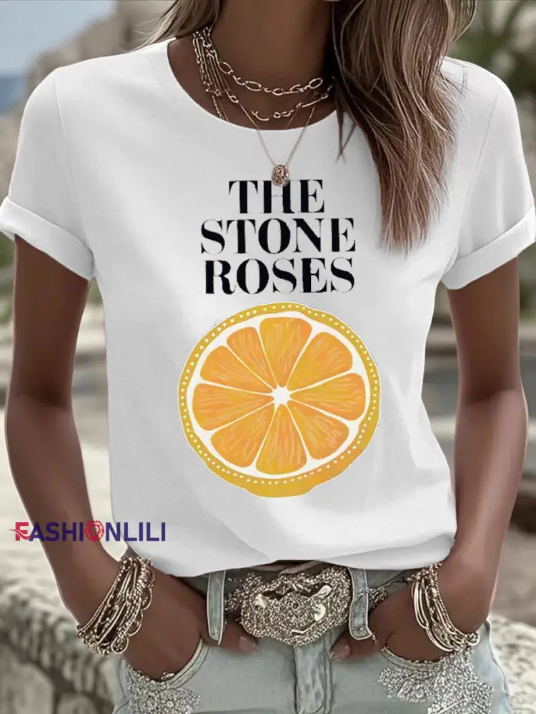 Women’s Lemon Roses Music Lover short-sleeved T-shirt White / S
