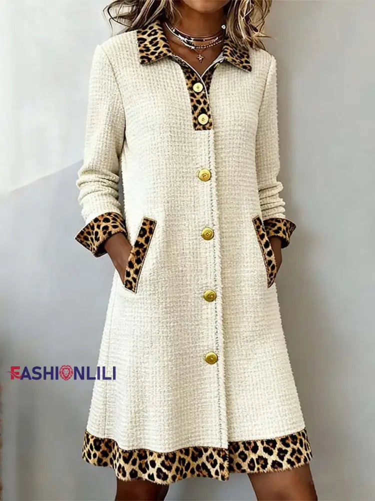 Women’s Leopard Print Patchwork Cardigan Dress As picture / S