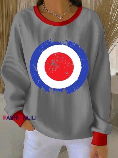 Women’s Modfather UK Music Mods Lover Ribbed Round-Neck Sweatshirt Gray / S