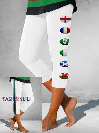 Women’s Nations of Rugby Lover Printed Seven-minute Bottoms White / S
